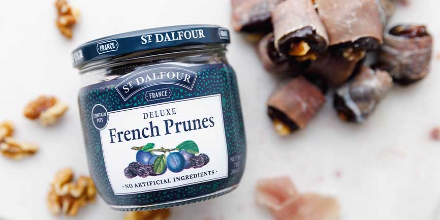 St. Dalfour Prosciutto-Wrapped Prunes with Walnuts